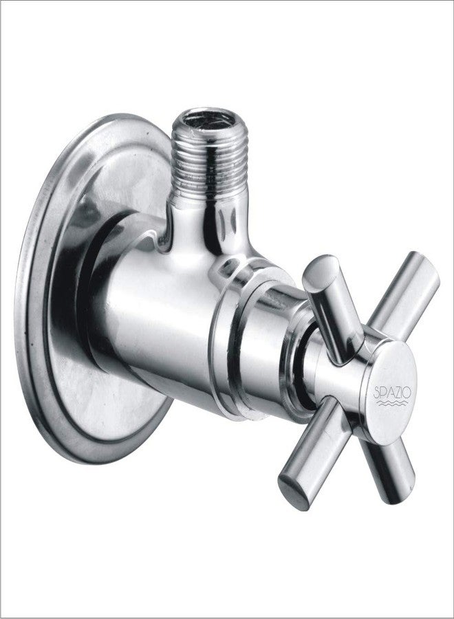 SPAZIO Lybra Brass Angle Valve/Stop Cock for Bathroom Taps, Geyser and Wash Basin Connection with Flange (Chrome Finish, 1-Pieces) - Image 1